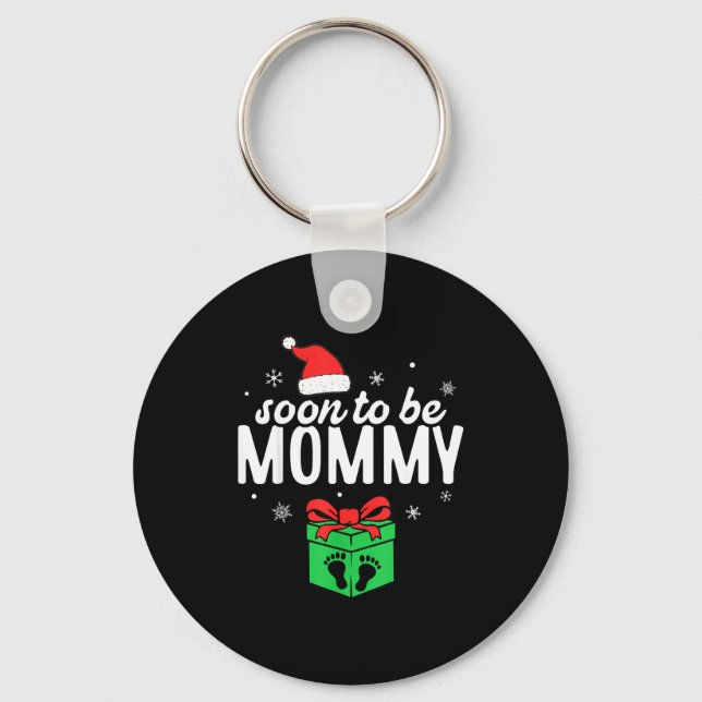 Chaveiro Soon To Be Mommy Christmas Funny Pregnancy Announc (Frente)