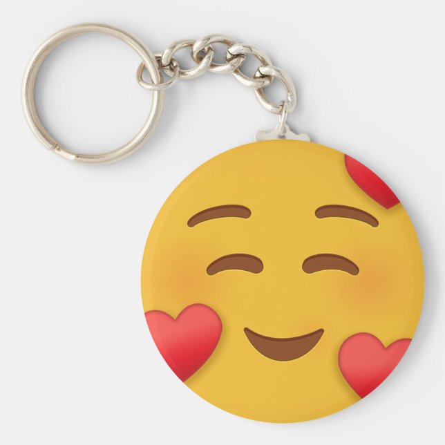 Chaveiro Sorria Emoji Com Corações (Frente)
