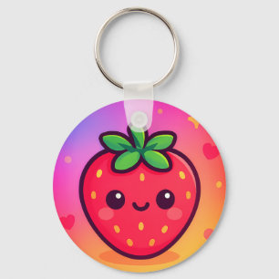 Chaveiro Sorrindo Kawaii Strawberry no moinho de gradiente