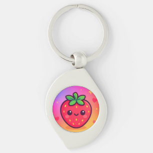 Chaveiro Sorrindo Kawaii Strawberry no moinho de gradiente