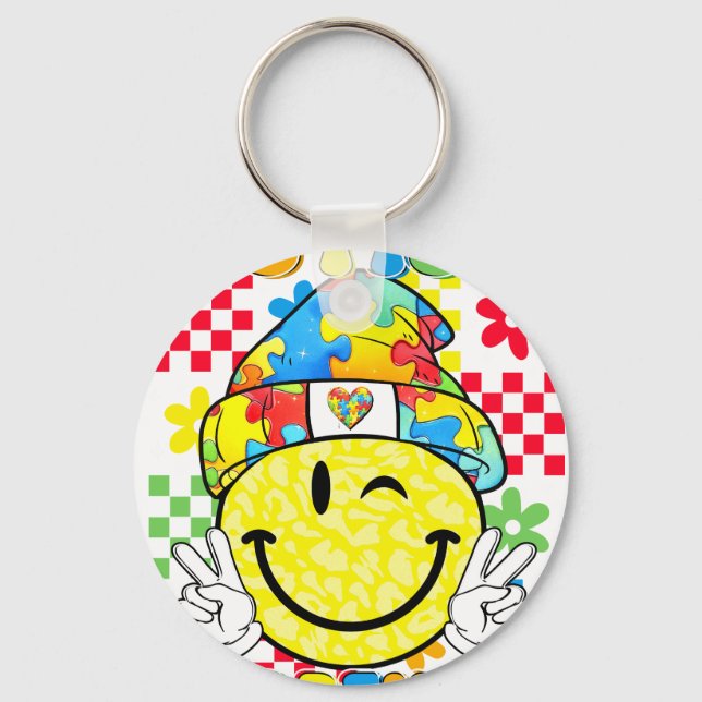 Chaveiro sorriso de conscientização do autismo (Frente)