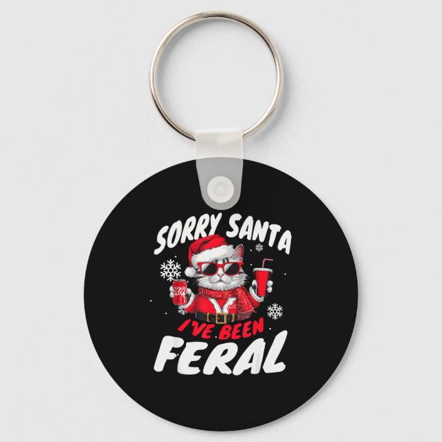 Chaveiro Sorry Santa I've Been Feral Cheeky Cat Christmas P (Frente)