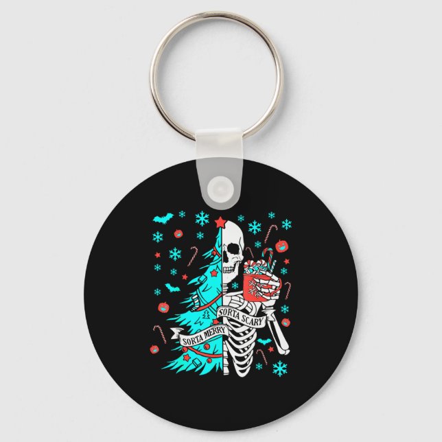 Chaveiro Sorta Merry Sorta Y Funny Christmas Skeleton Tree  (Frente)