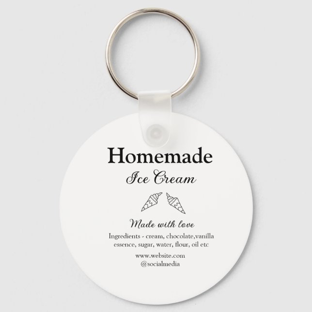 Chaveiro Sorvete caseiro adiciona ingredientes feitos com a (Frente)