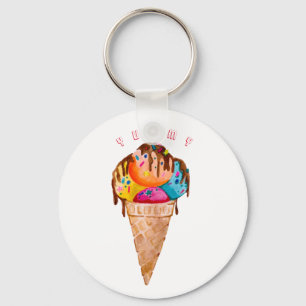 Chaveiro Sorvete colorido em um cone crocante