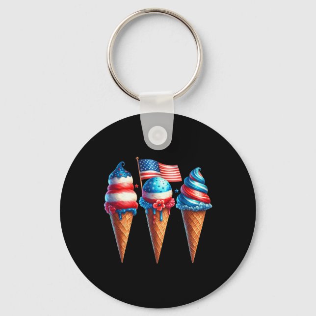 Chaveiro Sorvete Cone Scoops Projetado American Flag 4th O (Frente)