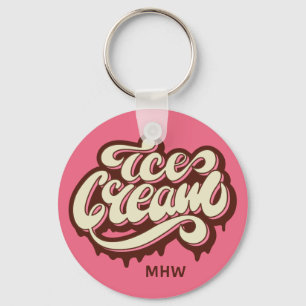 Chaveiro Sorvete personalizado monograma e cadeias de tecla