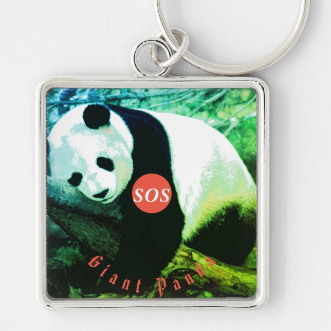 Chaveiro SOS Giant Panda Porte-clés prêmio carré - grão (Frente)