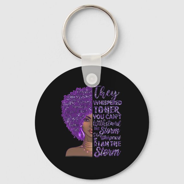 Chaveiro Sou a tempestade Forte Mulher Negra Roxa Sobredosa (Frente)