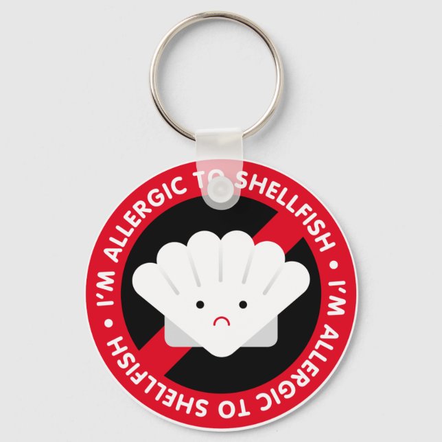 Chaveiro Sou alérgico a marisco! Alergia aos moluscos (Frente)