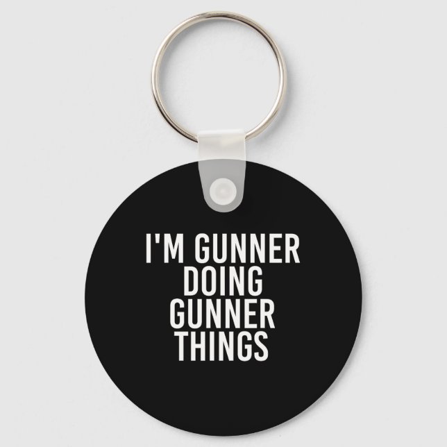 Chaveiro Sou Gunner, a fazer coisas de Gunner. (Frente)