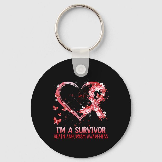 Chaveiro Sou um guerreiro de neurísmo e apoio à consciência (Frente)