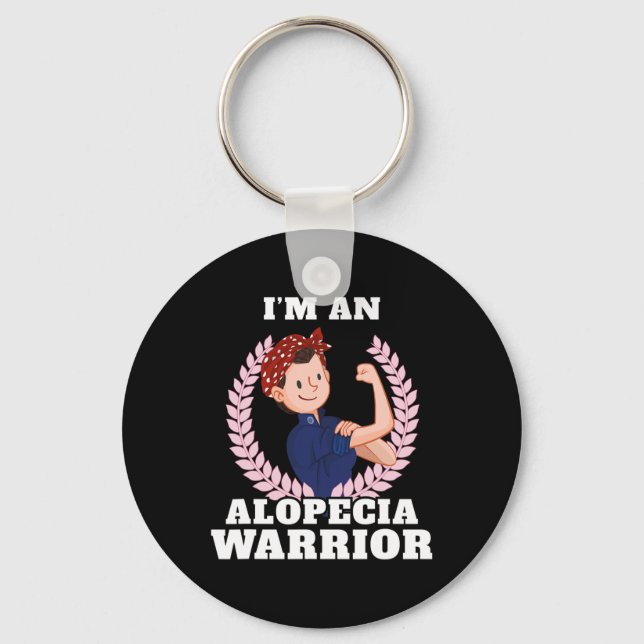 Chaveiro Sou uma guerreira Alopecia Alopecia Areata Consciê (Frente)