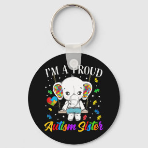 Chaveiro Sou uma Irmã Orgulhosa do Autismo, forte encoraja