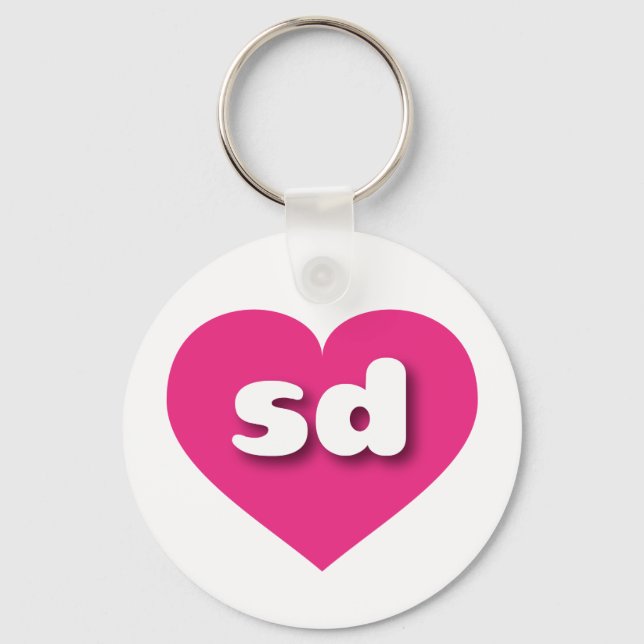 Chaveiro South Dakota hot pink heart - I love sd (Frente)