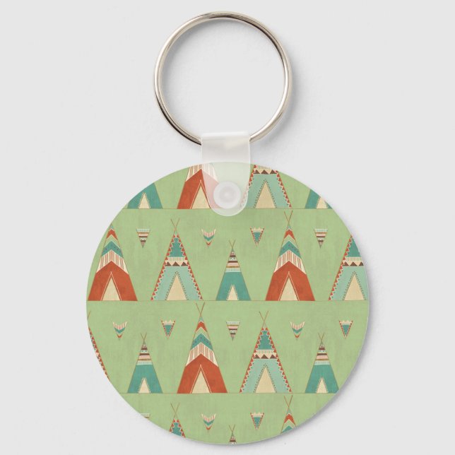Chaveiro Southwest Geo Step | Green Teepee Pattern (Frente)