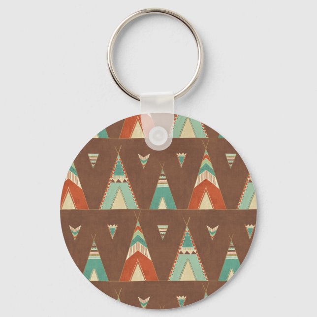 Chaveiro Southwest Geo Step | Teal Teepee Pattern (Frente)
