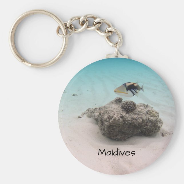 Chaveiro Souvenir de Peixes Submarinos das Maldivas legal (Frente)