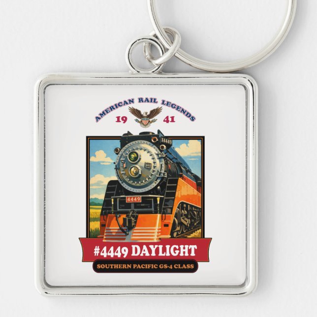 Chaveiro SP GS-4 Daylight 4449 Steam Locomotive Retro Print (Frente)