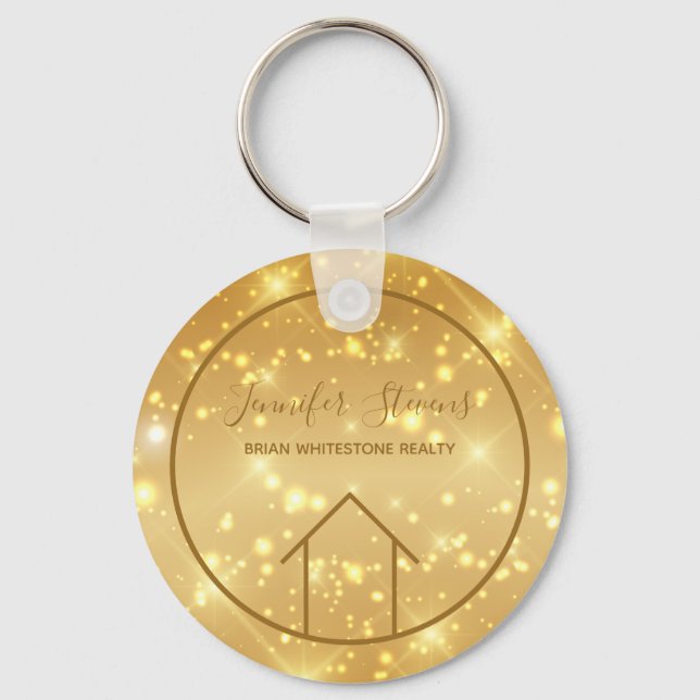 Chaveiro Sparkle Dourado de Imóveis Personalizados do Gam R (Frente)