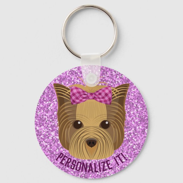 Chaveiro Sparkle Yorkie Yorkshire Terrier Puppy Dog Glitter (Frente)