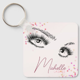 Chaveiro Sparkly Lashes Pink Glitter Confetti Makeup QR