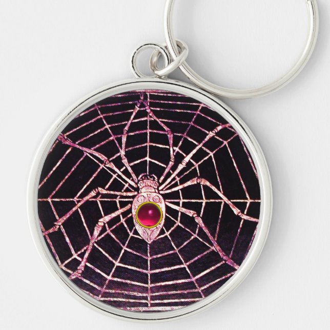 Chaveiro SPIDER E WEB Pink Fuchsia Ruby Black (Frente)
