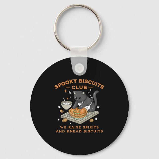 Chaveiro Spooky Biscuits Club Black Cat Pumpkin Halloween B (Frente)