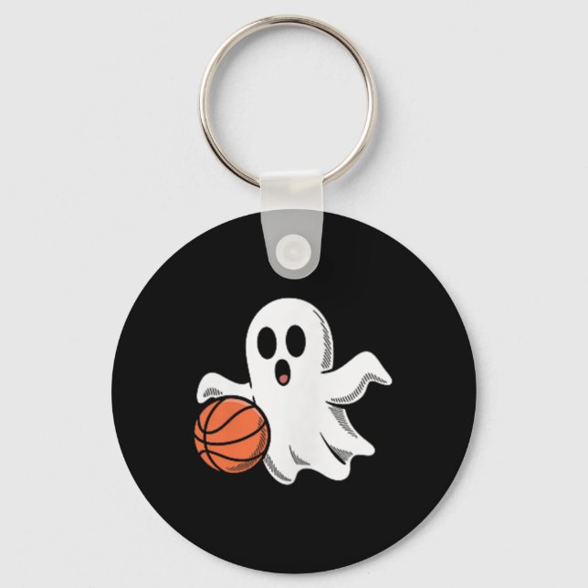 Chaveiro Spooky Ghost Playing Basketball Retro Halloween Co (Frente)