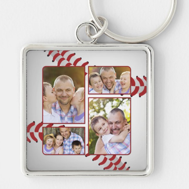 Chaveiro Sports Fan Baseball Photo Collage Father's Day (Frente)