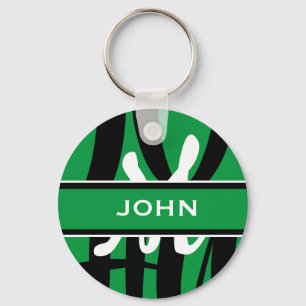 Chaveiro Sporty Green Black White Monogram Personalized