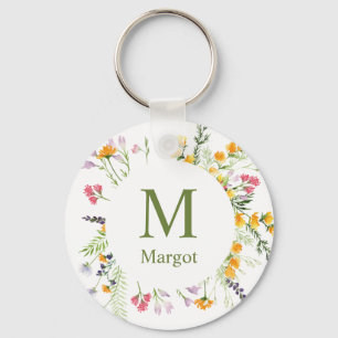 Chaveiro Spring wildflowers monogrammed keychain