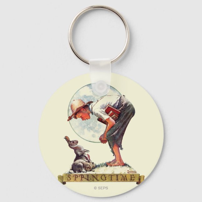 Chaveiro Springtime, garoto de 1935 com coelho (Frente)