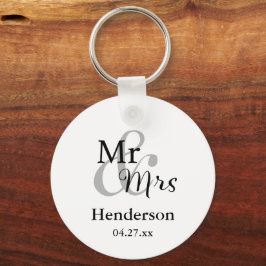 Chaveiro Sr. & Sra. Wedding Favor Keyring com Nome e Data