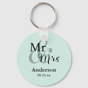 Chaveiro Sr. & Sra. Wedding Favor Keyring Name/Date (horta)