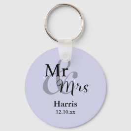 Chaveiro Sr. & Sra. Wedding Favor Keyring Name/Date (lilac)
