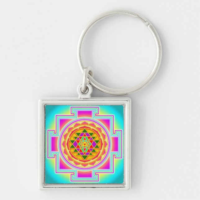 Chaveiro Sri Yantra Geometria Sagrada (Frente)