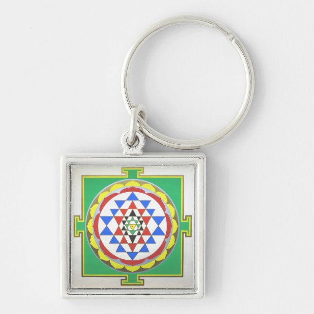 Chaveiro Sri Yantra Geometria Sagrada - Cores Precisas (Frente)