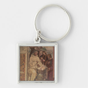 Chaveiro St. Benedict contra uma paisagem, da vida o