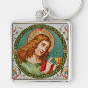 Chaveiro St. João Evangelista (JMAS 06) Metal Quadrado