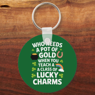 Chaveiro St Patricks Professor Lucky Charm Clover Irlandês