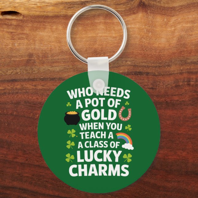 Chaveiro St Patricks Professor Lucky Charm Clover Irlandês (Frente)