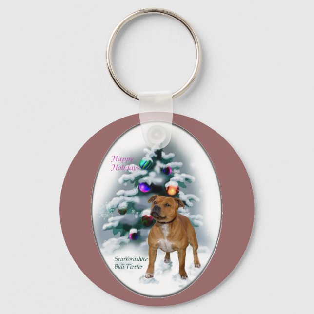 Chaveiro Staffordshire Bull Terrier Natal Gifts (Frente)