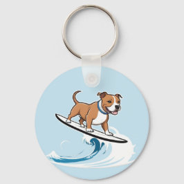 Chaveiro Staffordshire Bull Terrier Surfing,