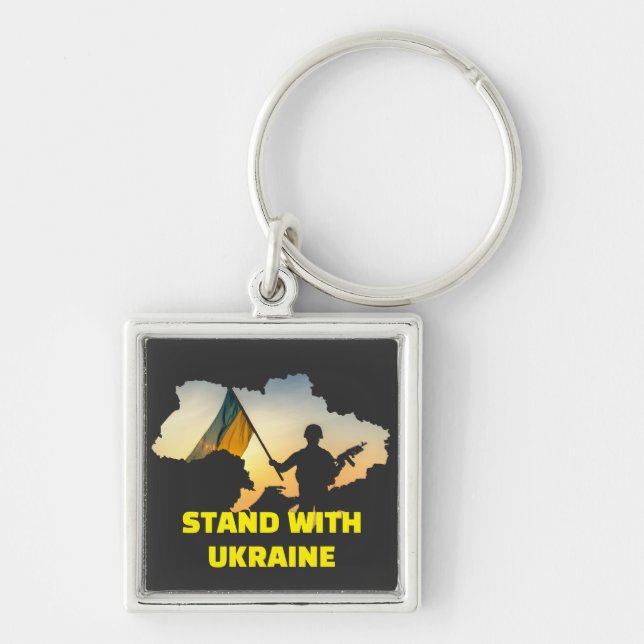Chaveiro Stand with Ukraine with map     Keychain (Frente)