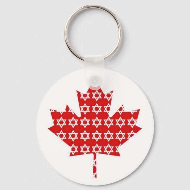 Chaveiro Star of David Maple Leaf Canadian Flag Ts, present (Frente)
