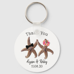 Chaveiro Starfish Bride e Groom Wedding Favor Key Ring