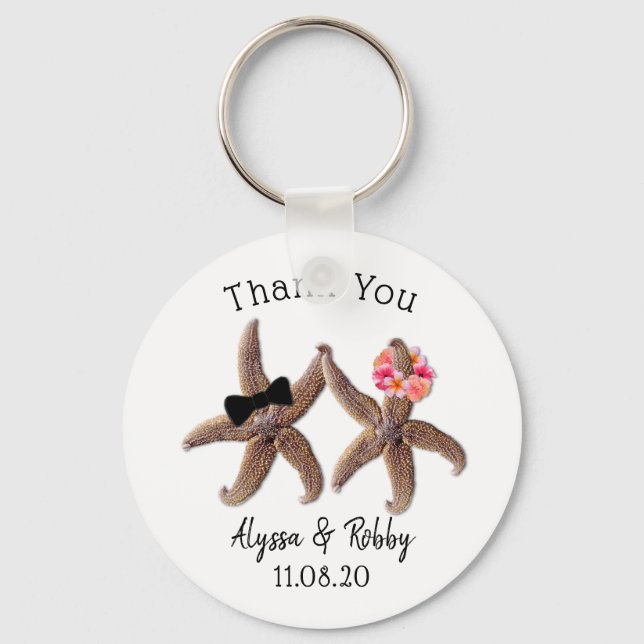 Chaveiro Starfish Bride e Groom Wedding Favor Key Ring (Frente)