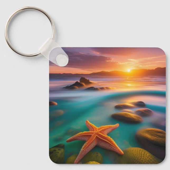 Chaveiro Starfish na praia no Dawn (Frente)