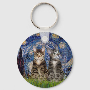 Chaveiro Starry Night - Dois Gatos De Tigre Para Comprimido